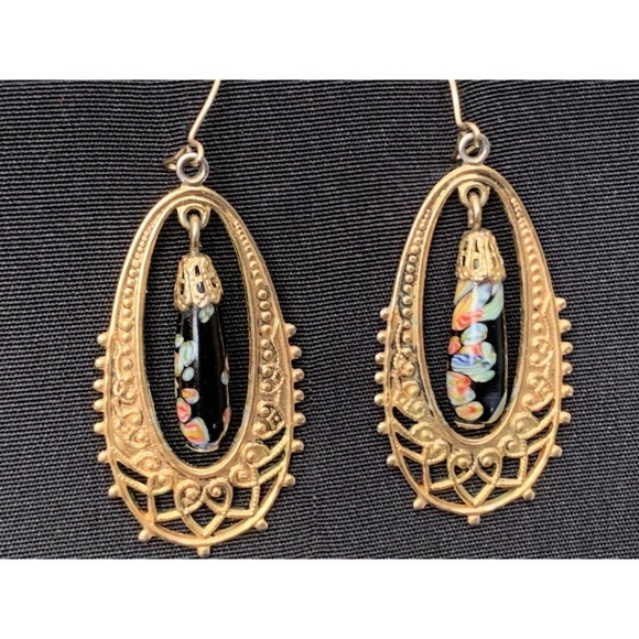 Unbranded Jewelry - Vintage Millefiori Glass Drop Dangle Earrings